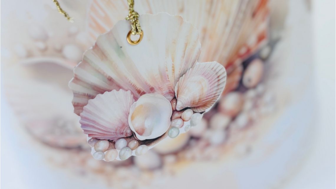 Trusou botez cu perle și scoici în nuanțe sand & peach – „Perle Marine” 26